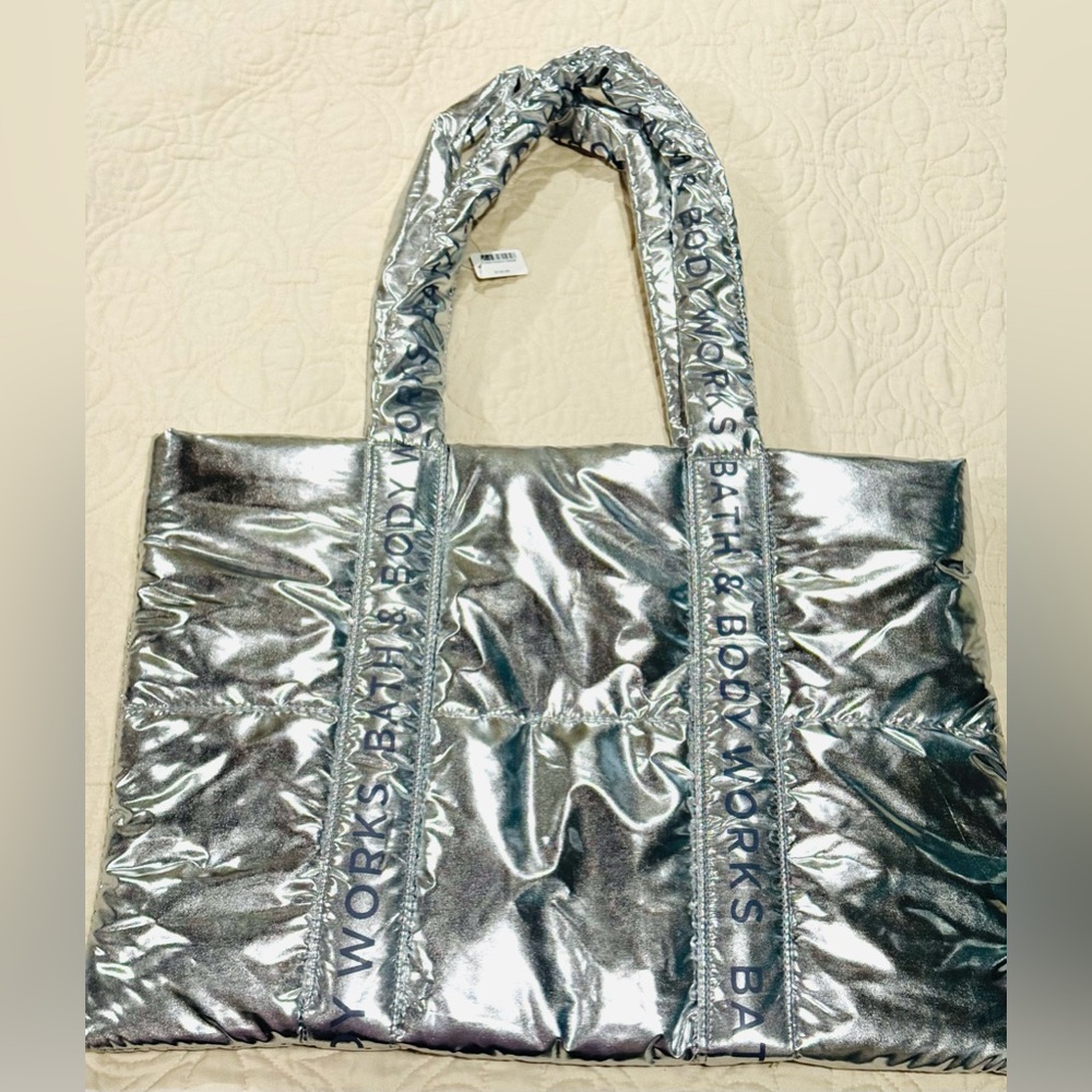 Bath & Body Works Silver Tote Bag NWT
